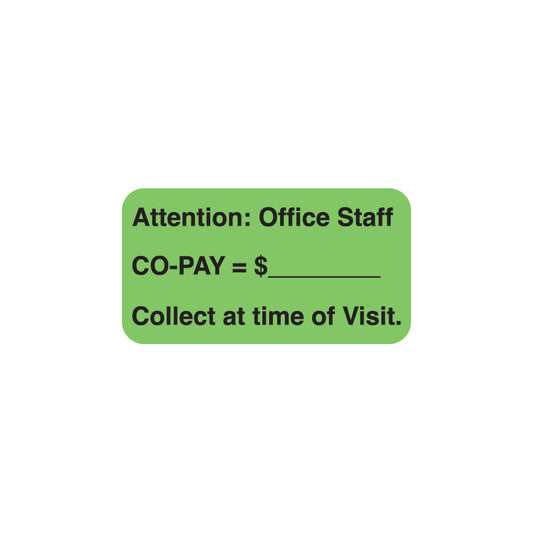 A1024 ATTENTION: OFFICE STAFF- Fluorescent Green 1-1/2" X 7/8" (Roll of 250)