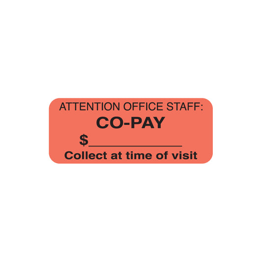A1025 CO-PAY- Fluorescent Red 1-7/8" X 3/4" (Roll of 500)