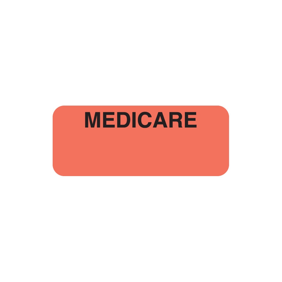 A1036 MEDICARE- Fluorescent Red, 1-7/8" X 3/4"(Roll of 500)