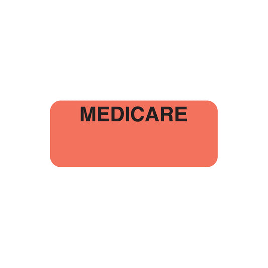 A1036 MEDICARE- Fluorescent Red, 1-7/8" X 3/4"(Roll of 500)