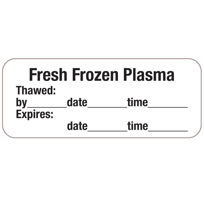 A1062 Fresh Frozen Plasma- White/Black, 1-7/8" X 3/4"(Roll of 250)