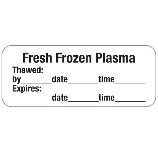 A1062 Fresh Frozen Plasma- White/Black, 1-7/8" X 3/4"(Roll of 250)