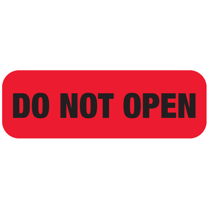 A1072 DO NOT OPEN- Red/Black 1-1/2" X 1/2" (Roll of 250)