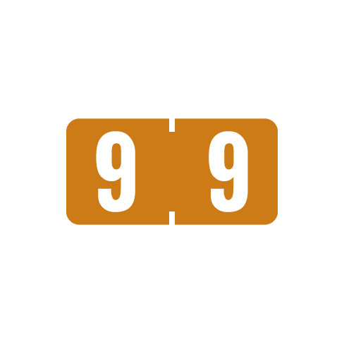Tab 1277 "9" Labels 1/2" X 1" Vinyl- Roll of 500