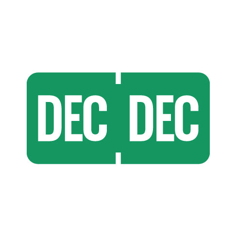 Tab 1279 DECEMBER Month Labels 1/2" X 1" Vinyl - Roll of 1000