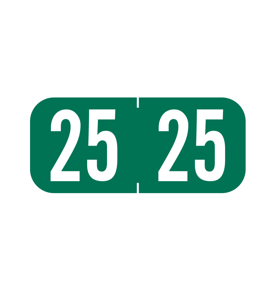 Tab 1287 Year 25 Labels, 1/2" X 1-1/8" Vinyl- Roll of 500