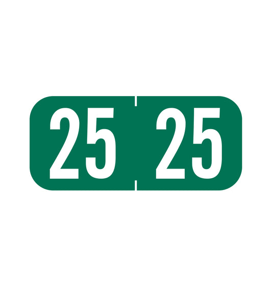 Tab 1287 Year 25 Labels, 1/2" X 1-1/8" Vinyl- Roll of 500