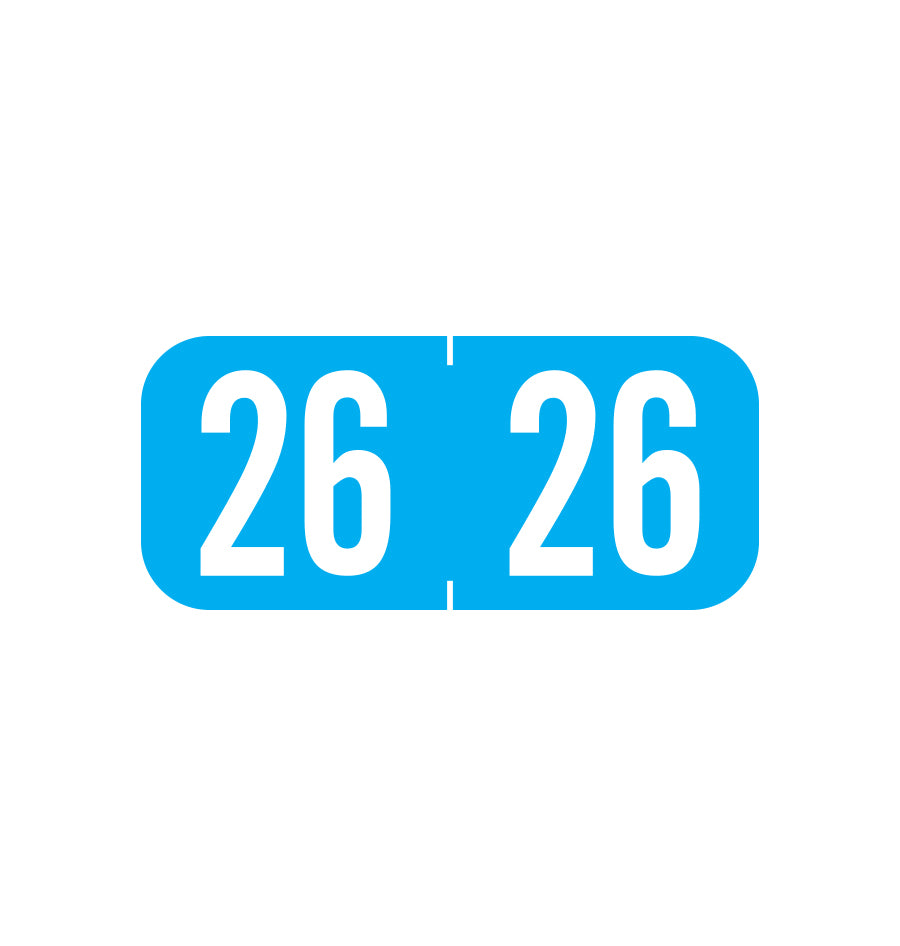 Tab 1287 Year 26 Labels, 1/2" X 1-1/8" Vinyl- Roll of 500