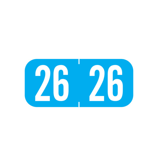 Tab 1287 Year 26 Labels, 1/2" X 1-1/8" Vinyl- Roll of 500