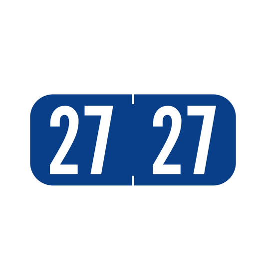 Tab 1287 Year 27 Labels, 1/2" X 1-1/8" Vinyl- Roll of 500