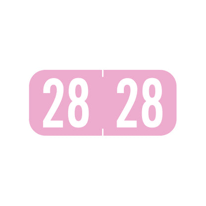 Tab 1287 Year 28 Labels, 1/2" X 1-1/8" Vinyl- Roll of 5008