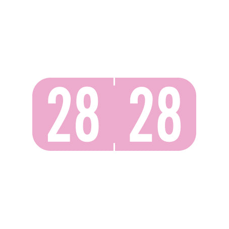 Tab 1287 Year 28 Labels, 1/2" X 1-1/8" Vinyl- Roll of 5008