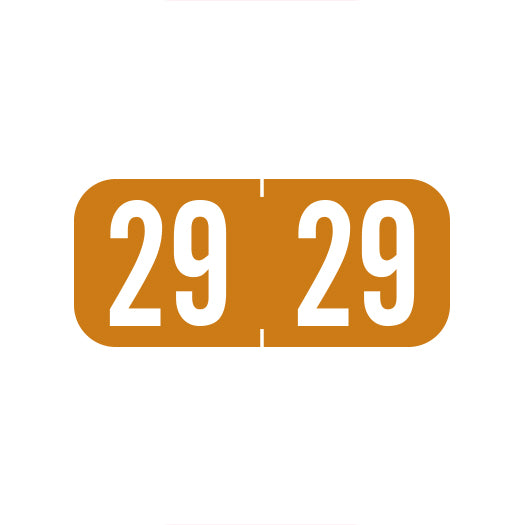 Tab 1287 Year 29 Labels, 1/2" X 1-1/8" Vinyl- Roll of 500