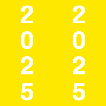 IFC Year 2025 labels, 1-7/8H x 1-7/8W Laminated- Roll of 500