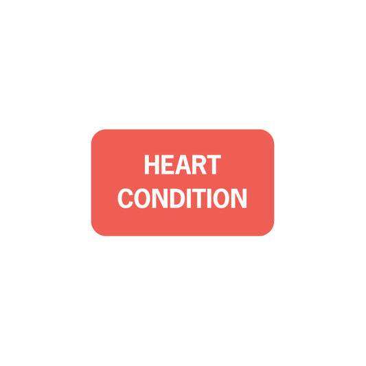 ARD1328 HEART CONDITION- Fluorescent Red 1-1/2" X 7/8" (Roll of 250)