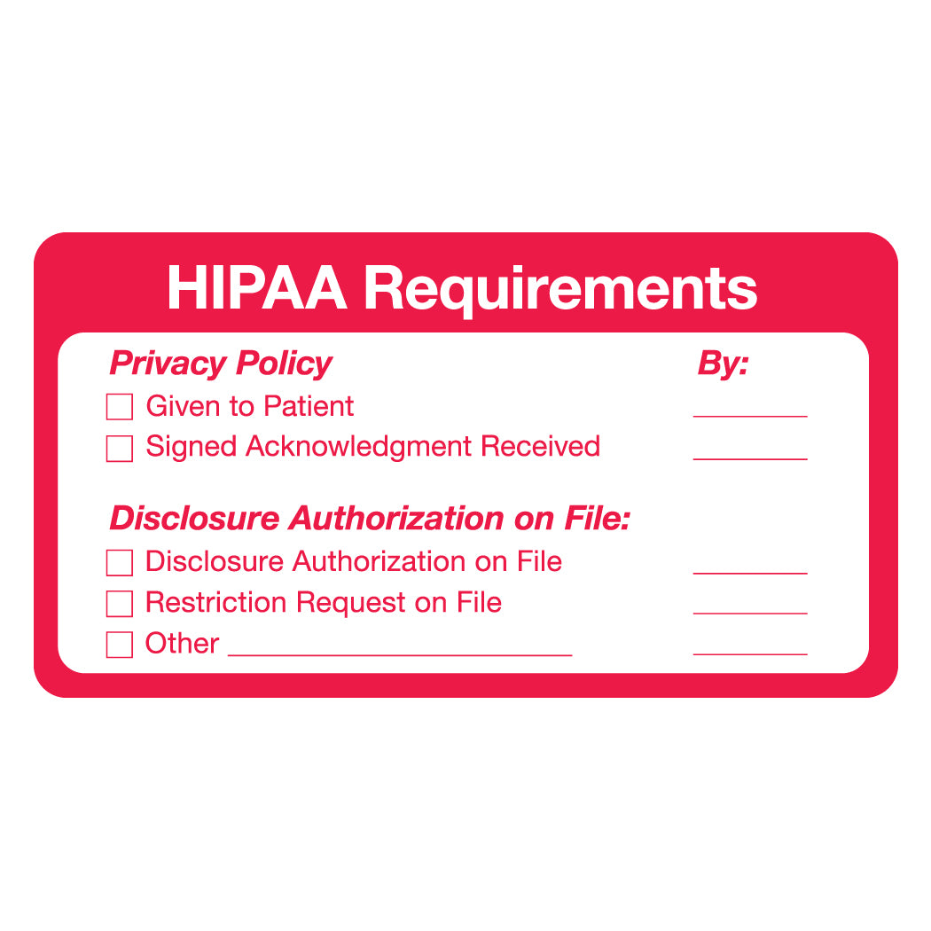 ARD3224 HIPAA REQUIREMENTS- Red/White  3-1/4" X 1-1/4" (Roll of 500)