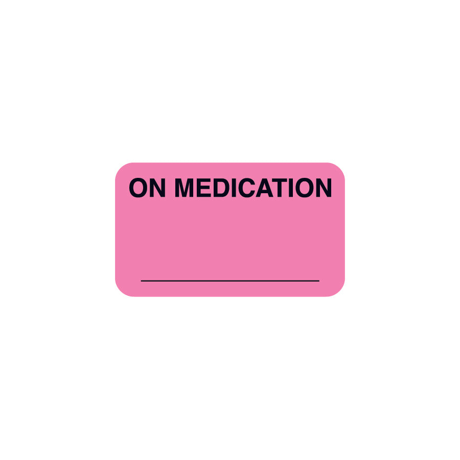 ARD4420 ON MEDICATION- Fluorescent Pink 1-1/2" X 7/8" (Roll of 500)