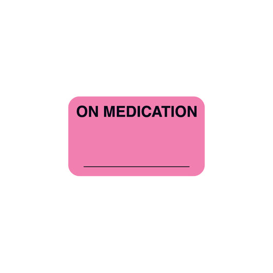 ARD4420 ON MEDICATION- Fluorescent Pink 1-1/2" X 7/8" (Roll of 500)