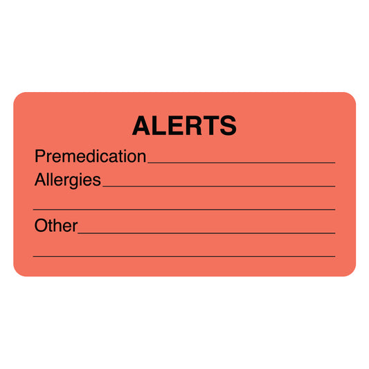 ARD9790 ALERTS- Fluorescent Red, 3-1/4" X 1-3/4" (Roll of 250)