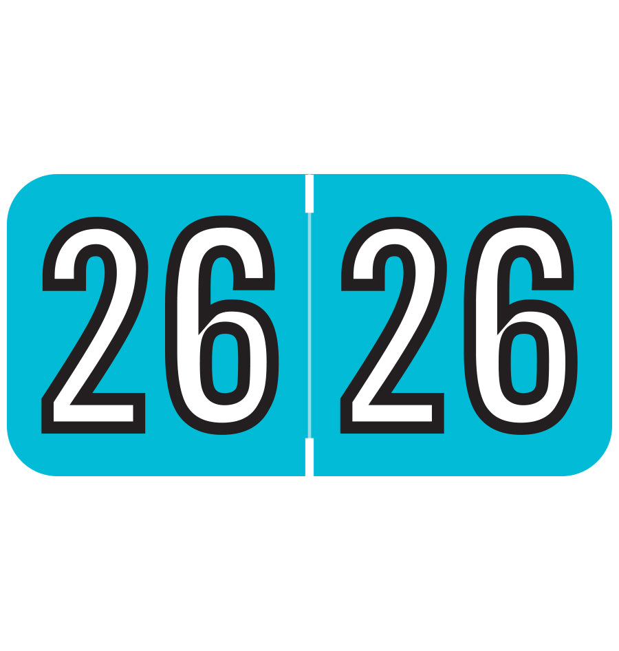 Amerifile Year 26 Labels, 3/4" X 1-1/2" Laminated- Roll of 500