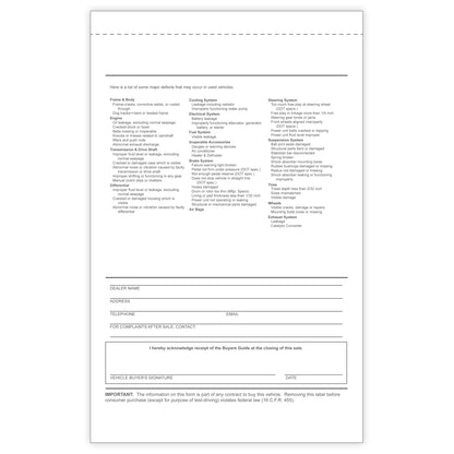 2-Part Adhesive Tape Car Dealership Buyers Guides - As Is (Package of 100)