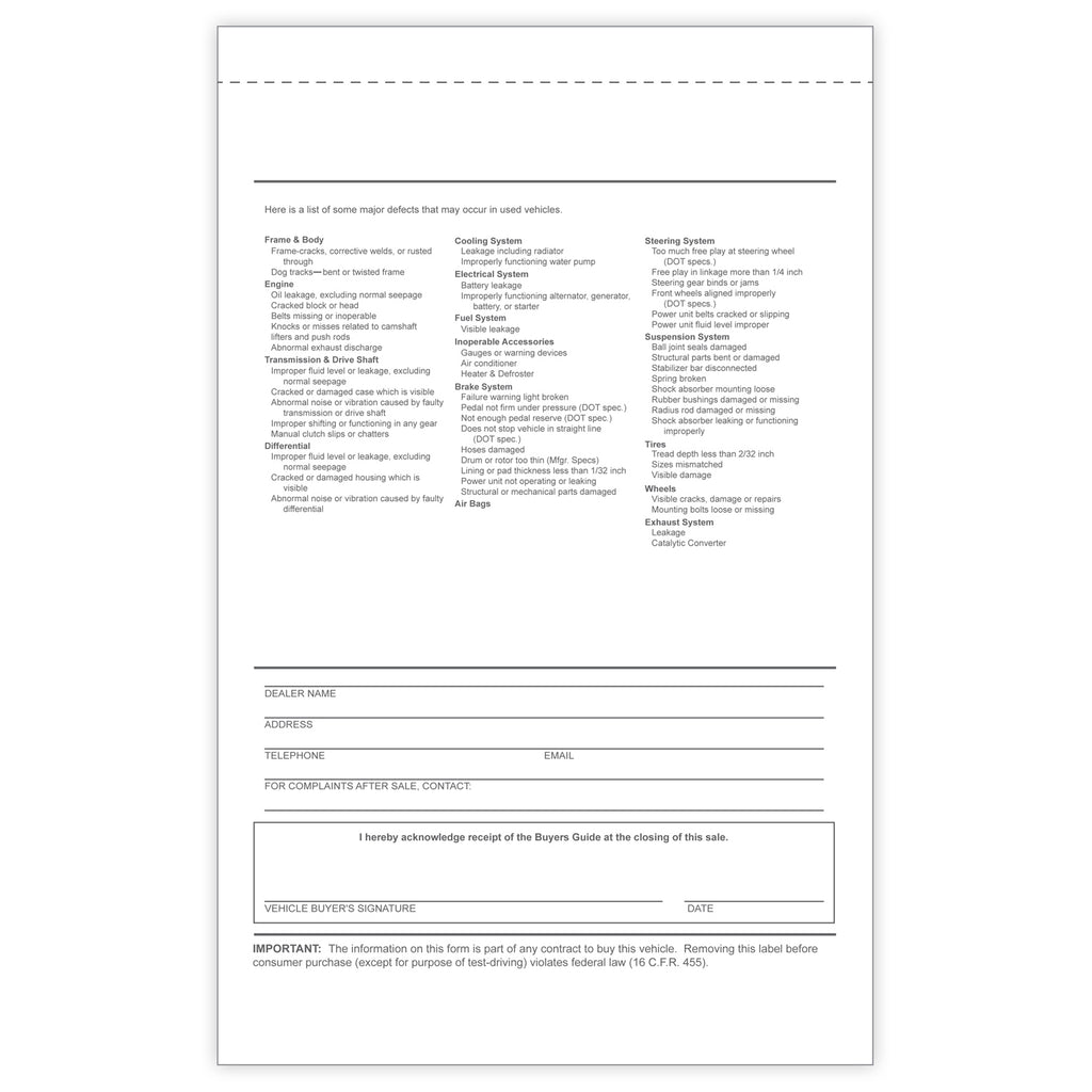 2 part adhesive tape car dealership buyers guides as is package of