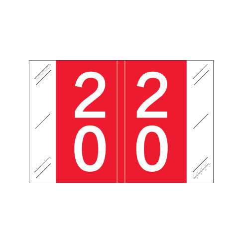 Col'R'Tab 11200 Double Digit "20-29" Labels 1" X 1-1/2" Laminated- Roll of 500
