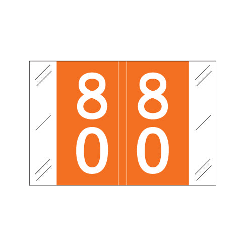 Col'R'Tab 11200 Double Digit "80-89" Labels 1" X 1-1/2" Laminated- Roll of 500
