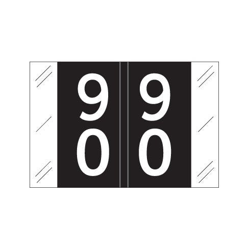 Col'R'Tab 11200 Double Digit "90-99" Labels 1" X 1-1/2" Laminated- Roll of 500