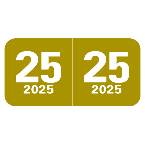 Col'R'Tab Year 25 Labels, 3/4" X 1-1/2" Laminated- Roll of 500