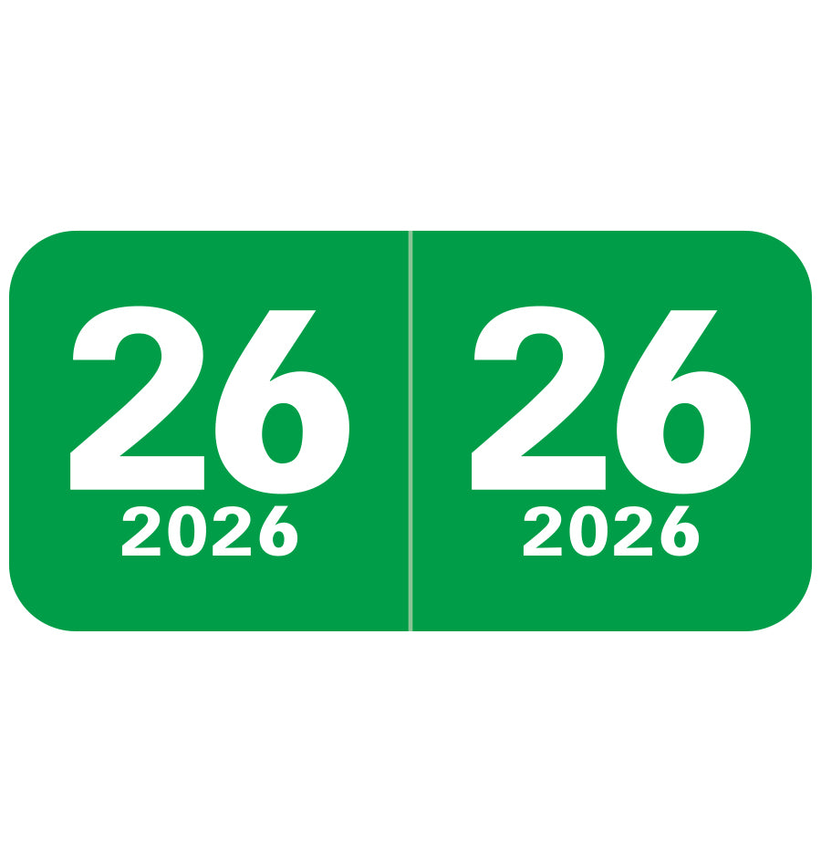 Col'R'Tab Year 26 Labels, 3/4" X 1-1/2" Laminated- Roll of 500