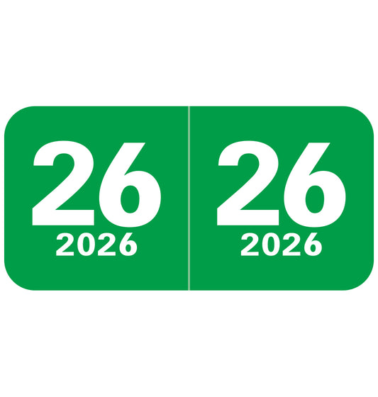 Col'R'Tab Year 26 Labels, 3/4" X 1-1/2" Laminated- Roll of 500