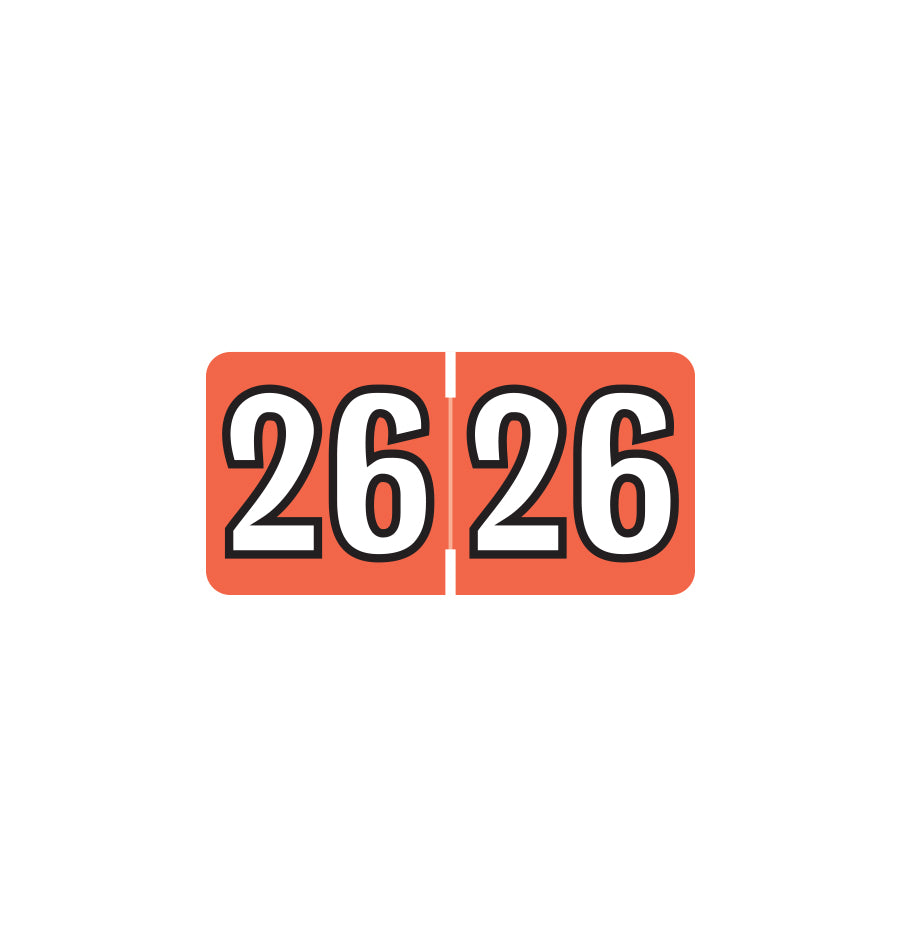 Colwell Year 26 Labels, 1/2" X 1" Laminated- Pack of 250
