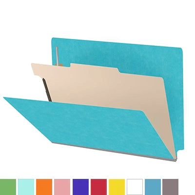 18 Pt. Classification Folders, Full Cut End Tab, Letter Size, 1 Divider (Box of 10)