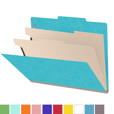 18 Pt. Classification Folders, 2/5 Cut ROC Top Tab, Letter Size, 2 Dividers (Box of 10)