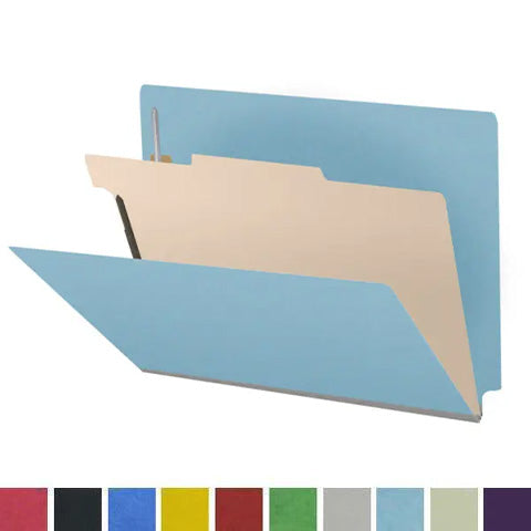 25 Pt. Pressboard Classification Folders, Full Cut End Tab, Letter Size, 1 Divider (Box of 10)