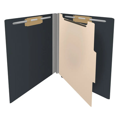 25 Pt. Pressboard Classification Folders, Full Cut End Tab, Letter Size, 1 Divider (Box of 10)
