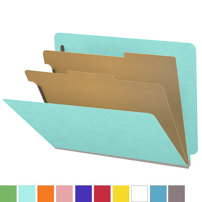 18 Pt. Classification Folders, Full Cut End Tab, Letter Size, 2 Dividers (Box of 10)