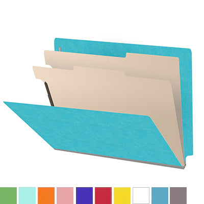 18 Pt. Classification Folders, Full Cut End Tab, Letter Size, 2 Dividers (Box of 10)