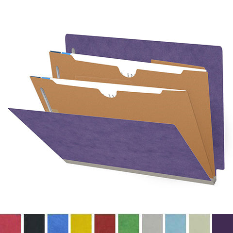 25 Pt. Pressboard Classification Folders, Full Cut End Tab, Letter Size, 2 Pocket Dividers (Box of 10)