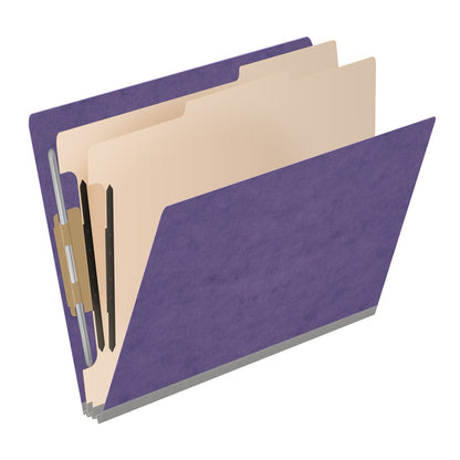 25 Pt. Pressboard Classification Folders, Full Cut End Tab, Letter Size, 2 Dividers (Box of 10)