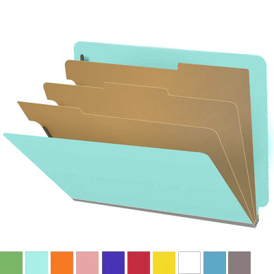 18 Pt. Classification Folders, Full Cut End Tab, Letter Size, 3 Dividers (Box of 10)