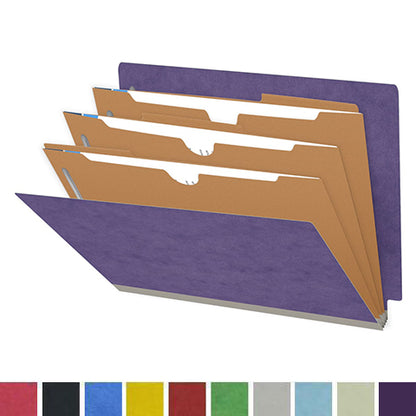 25 Pt. Pressboard Classification Folders, Full Cut End Tab, Letter Size, 3 Pocket Dividers (Box of 10)