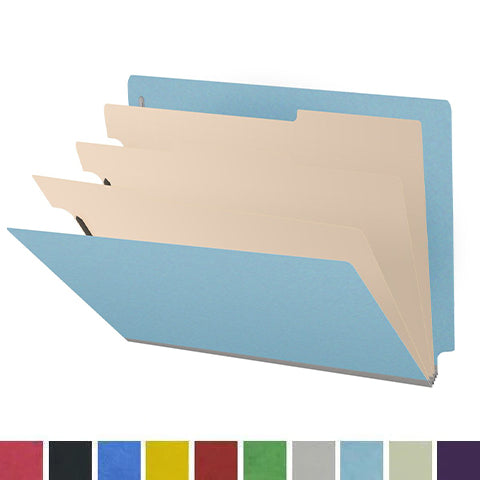 25 Pt. Pressboard Classification Folders, Full Cut End Tab, Letter Size, 3 Dividers (Box of 10)