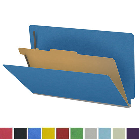 25 Pt. Pressboard Classification Folders, Full Cut End Tab, Legal Size, 1 Divider (Box of 10)