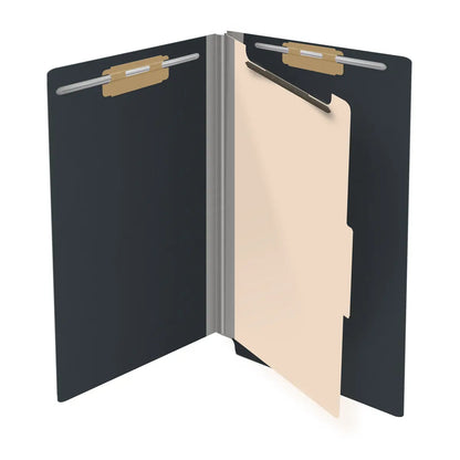25 Pt. Pressboard Classification Folders, Full Cut End Tab, Legal Size, 1 Divider (Box of 10)