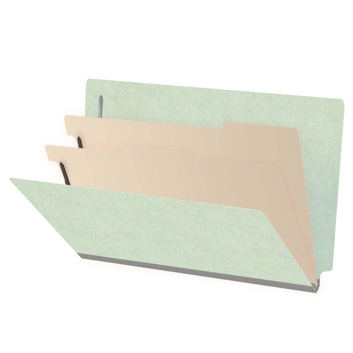 25 Pt. Pressboard Classification Folders, Full Cut End Tab, Legal Size, 2 Dividers (Box of 10)