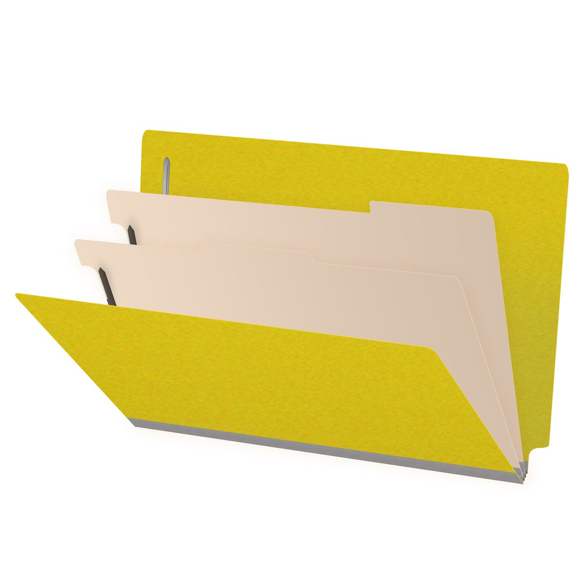 25 Pt. Pressboard Classification Folders, Full Cut End Tab, Legal Size, 2 Dividers (Box of 10)