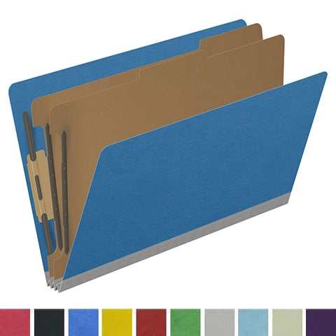 25 Pt. Pressboard Classification Folders, Full Cut End Tab, Legal Size, 2 Dividers (Box of 10)