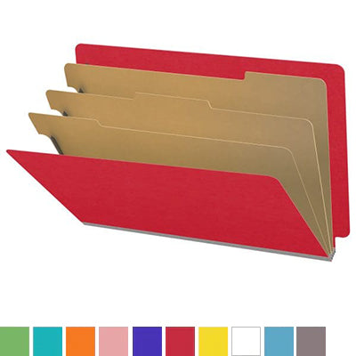 18 Pt. Classification Folders, Full Cut End Tab, Legal Size, 3 Dividers (Box of 10)